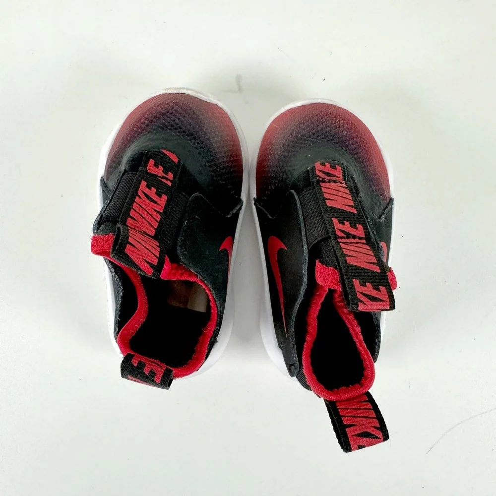 Nike Flex Runner Toddler 3C Black Red Slip‎ On Sneakers Kids Baby Athletic Shoes